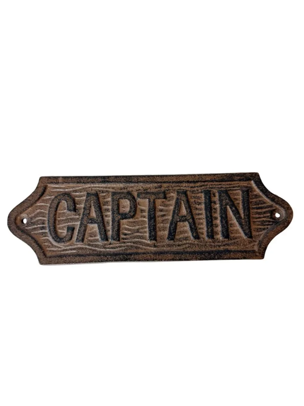 Vintage Cast Iron Captain Sign Nautical Wall Plaque Rustic Decor